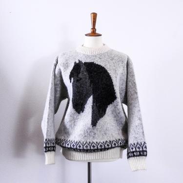 Authentic Icelandic Wool Sweater / Icelandic Wool Knit Horse Sweater 