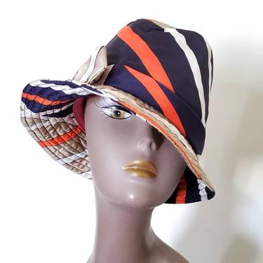 Frank Olive 1960s silk bucket hat, orange cloche hat, 60s vintage hats women, mod sun hat 