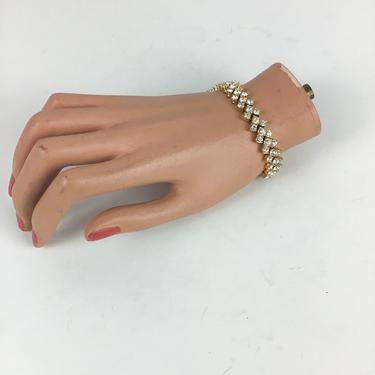 Vintage 50s bracelet | Vintage articulated clear rhinestone bracelet | 1950's  costume jewelry bracelet 
