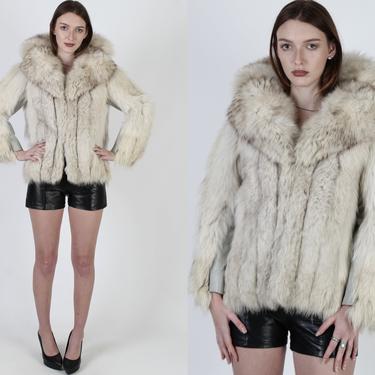Vintage 80s Cream Arctic Fox Fur Coat / Chubby Real Fur | American  