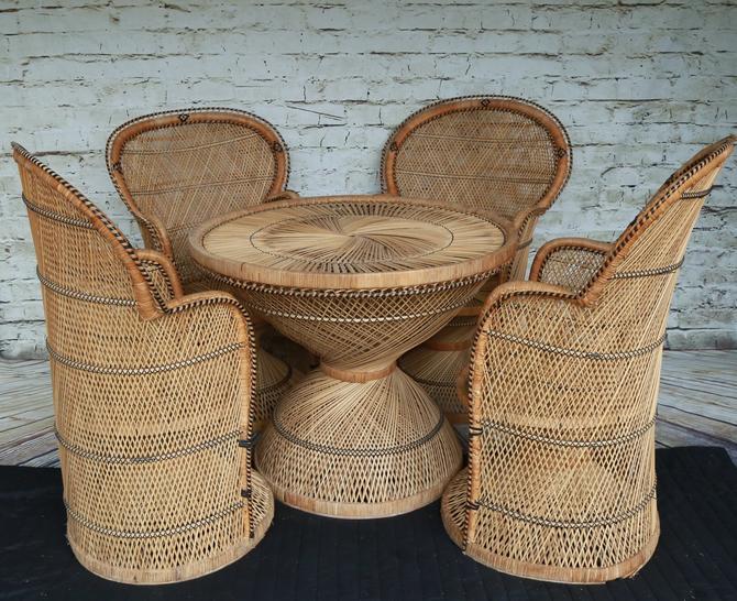 Shipping Not Free Vintage Wicker Dinning Set Patio Set Table