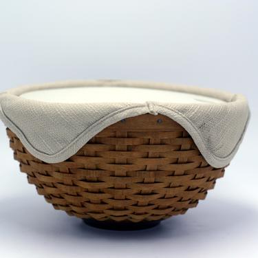 vintage Longaberger round basket with plastic insert and fabric liner 
