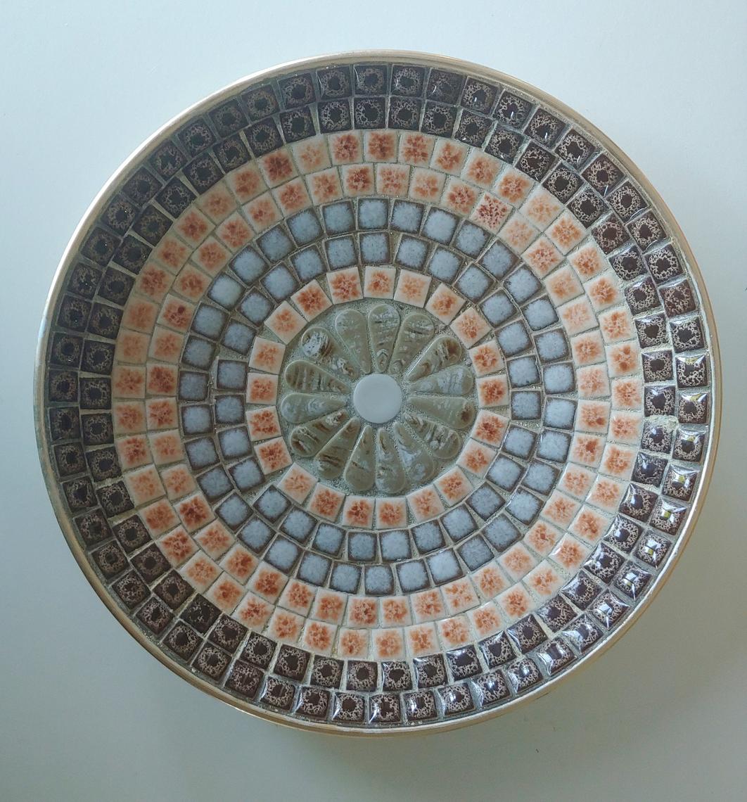 1960's Modern Mosaic Tile Plate Decorative Wall Hanging Mod and Ozzie