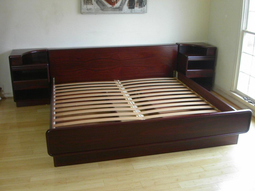 King Size Brazilian Rosewood Platform Bed With Attached ...