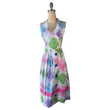 1950s print halter dress 
