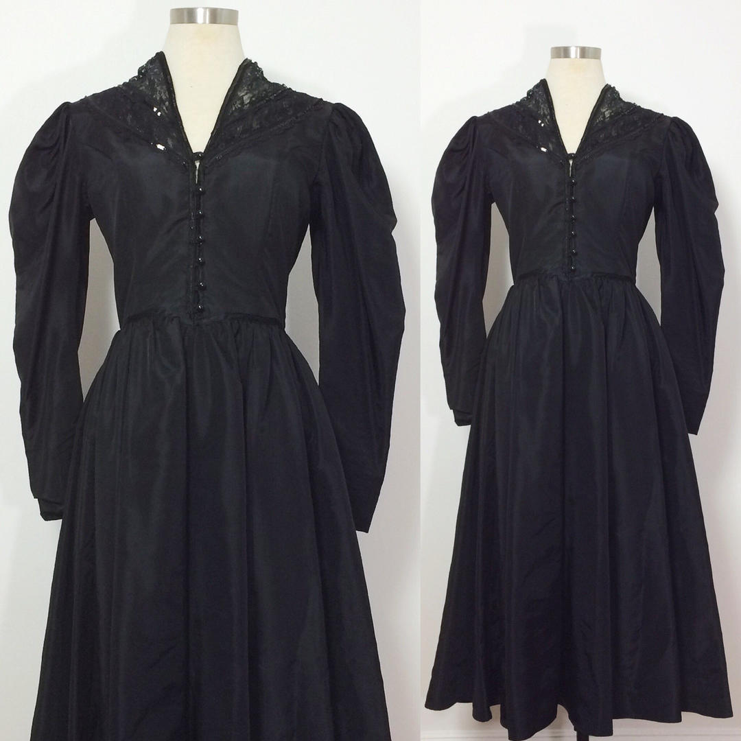 Vintage Gunne Sax Dress / Black Gunne Sax Gown / Black Lace | Milk ...