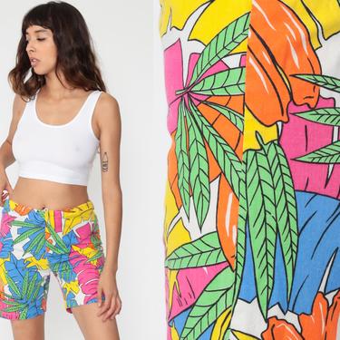 Yellow Shorts 80s Summer Beach Shorts High Waisted Shorts Retro Bright Shorts 1980s High Waist Rise Vintage Retro Extra Small xs