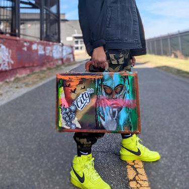 Hand-painted Vintage Briefcase