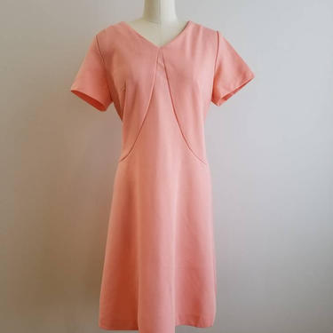 1970's Vintage GoGo Dress in Juicy Peach 70's Boho Chic Hippie 70s Mod Boho Chic Size XL 