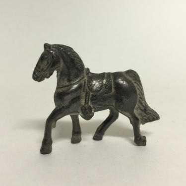 Vintage Metal Horse Figurine, Small Metal Horse, 1930s, Shadowbox, Shadow Box 