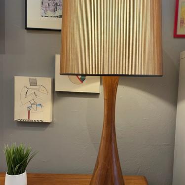 *Monumental* Solid Walnut Table Lamp in the style of Philip Lloyd Powell, original shade
