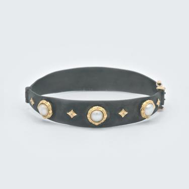 Pearl &amp; Diamond Huggie Bracelet
