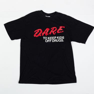 90s DARE T Shirt - Men's Medium, Women's Large | Vintage Dare To Keep Kids Off Drugs Black Graphic Tee 
