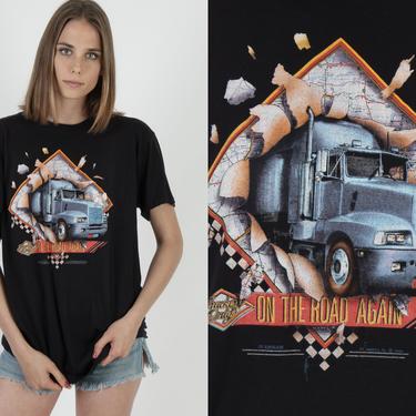 1987 VINTAGE 80s TRUCKERS ONLY 3D EMBLEM T-SHIRT MEN SZ XL