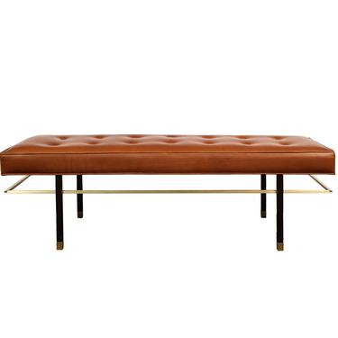 Harvey Probber Bench With Floating Brass Stretcher 1950s