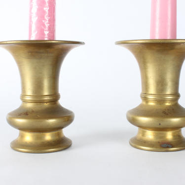 Vintage Baldwin Barley Twist Brass Candlestick Holders - a Pair