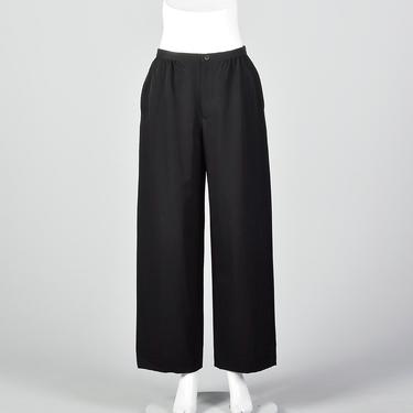 Large Issey Miyake 1990s Wide Leg Pants Black Pants Wide Leg Trousers 1990s Designer 90s Black Wool Pants 