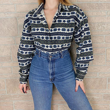 90's Vintage Flannel Button Front Shirt 