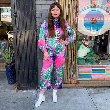 Vintage 60s 70s Psychedelic Barbie  Jumpsuit ~ Beachy Floral ~ Disco Queen ~ Cher ~ Hippie Boho Bohemian Mod Acid ~ OOAK by InAFeverDream