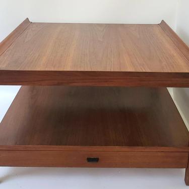 Mid Century Modern Walnut End Table or Coffee Table Nightstand Entryway Table Low Profile Danish Modern Living Room Paul Mccobb 