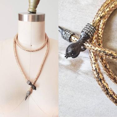 Snake belt necklace, choker necklace, mesh gold necklace, rhinestones gold belt, boho jewelry, snake choker 