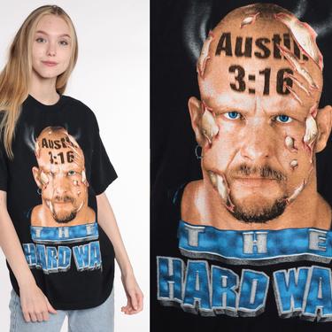 Stone Cold Steve Austin 3:16 Hard Way Mens Black WWF T-shirt