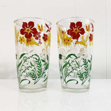 True Vintage Floral Glasses Flower Glass Set of | Check Engine Vintage -  Washington, DC | ATTIC