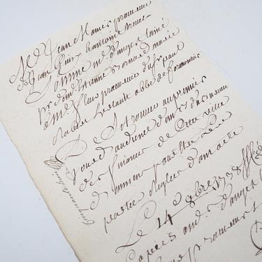 Antique 1738 French Letter Document,  Handwritten Scrip, Vintage Manuscript Ephemera, France Watermark 