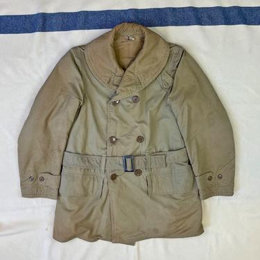 Size M Vintage US Army M-1938 2nd Pattern Shawl Collar Belted Mackinaw Jeep Jacket Coat 