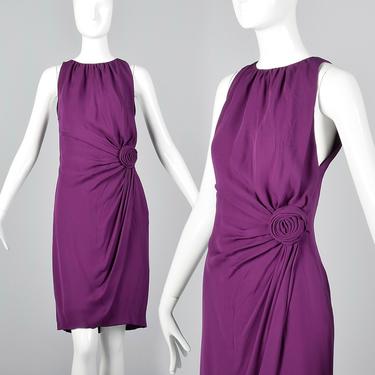Small Moschino Purple Silk Dress Simple Vintage Dress Gathered Waist Sleeveless Cocktail Party 1990s 90s Vintage 
