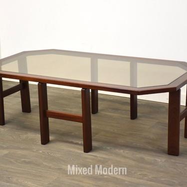 Mahogany &amp; Glass MCM Coffee Table 