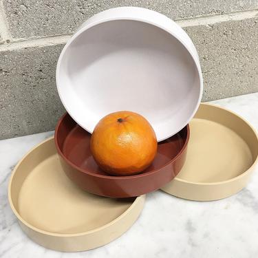 Vintage Bowl Set Retro 1960s Oblique by PMC + Mid Century Modern + Set of 4 + Plastic + Round + Stackable + MCM + Kitchen Decor 