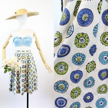 1950s CLOCK print novelty cotton skirt xxs | new spring 