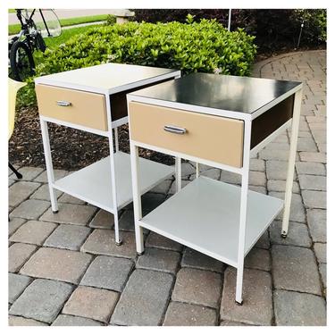 (SOLD) Pair of George Nelson/ Herman Miller Steelframe side tables, 1950s