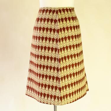 Wool Tapestry Skirt / Vintage Mod Midi Skirt / Blanket Carpet Woven 60s 70s Unique Handmade One of a Kind Large 