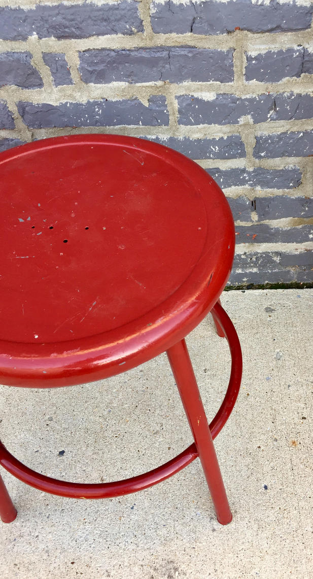 Red Metal Industrial Stool from Barefoot Dwelling of Annapolis, MD ATTIC