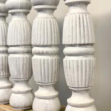 Set of 4 Antique Spindle Table Legs | Set of 4 Farm Table Legs | Large Antique Spindles | Whitewashed | Antique Table Legs | Reclaimed Legs 