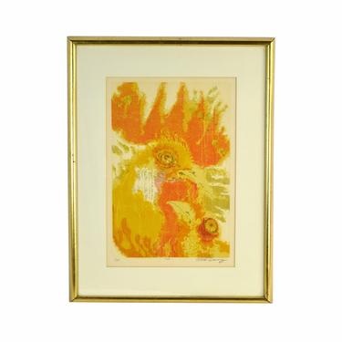 Albert Garvey 1960’s Midcentury Modern “Cock” L/E Lithograph Abstract Rooster 
