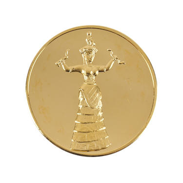 24k Gold Plated Bronze Medal Coin Snake Goddess Medal 