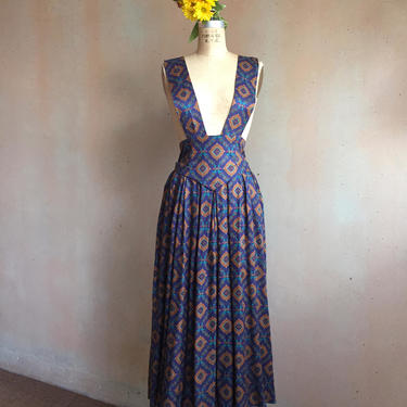 Vintage 80s/90s Suspender High Waisted Corset Style Dress w/ Pockets 
