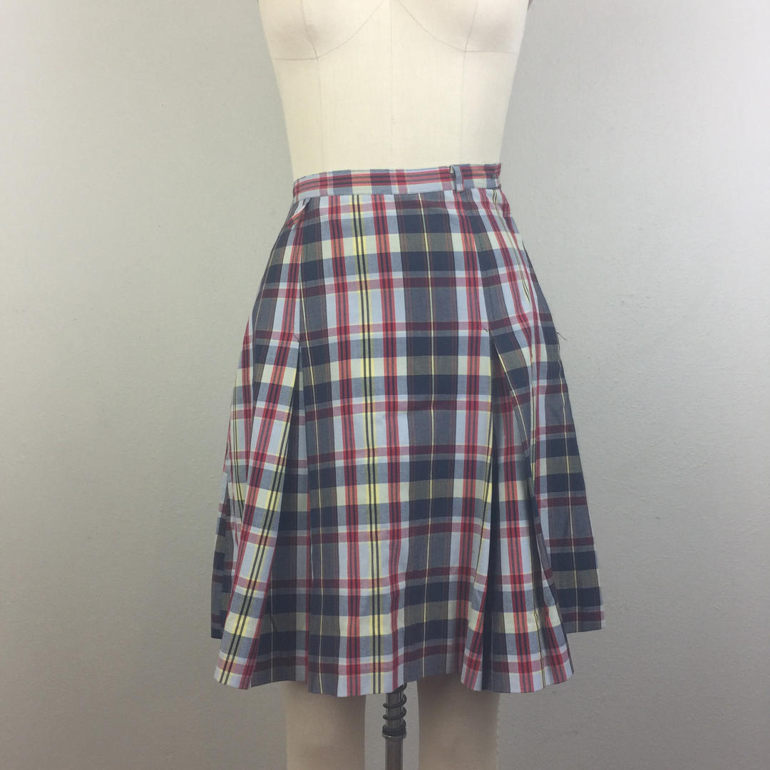 Vintage 50s 60s PLAID Kick Pleat Skirt Schoolgirl 1950s 1960s ...