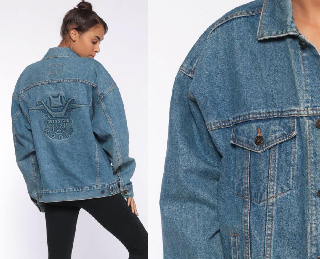 Winston Rodeo Jean Jacket -- 80s Denim Jacket Blue Denim