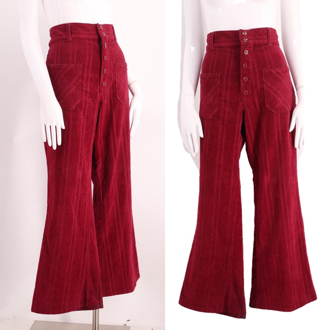 70s FREDERICKS OF HOLLYWOOD bell bottoms 26 / vintage 1970s red