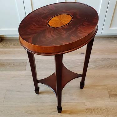 Hekman Flame Mahogany Marquetry Inlaid Copley Place Oval Tiered Accent Table 5-4172- 24 