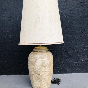 Textured Ceramic Earth Tone Lamp with Original Shade