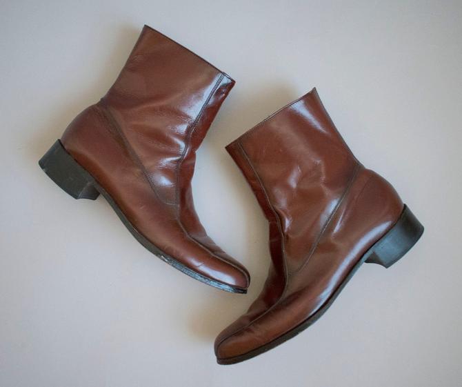 1970s Men s Brown Leather Boots Mens Beatle Boots Vintage Mens Milk Ice Baltimore MD