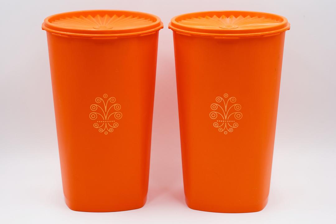 Tupperware, Kitchen, Tupperware Canister Set Of 5 Vintage Orange Nesting