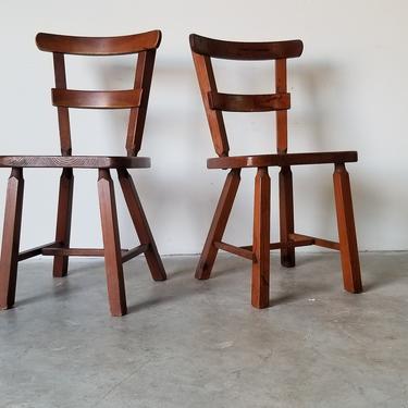 Vintage Handmade Rustic - Primitive Style Accent Chairs - a Pair 