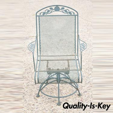 Vintage Meadowcraft Dogwood Green Wrought Iron Swivel Spring Garden Patio Chair