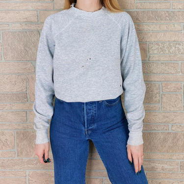 90's Destroyed Worn Grey Workwear Blank Pullover Sweatshirt 